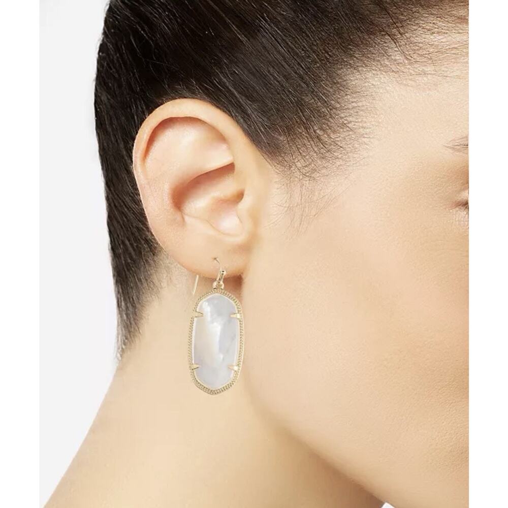 NEW Kendra Scott Elle Drop Earrings in Ivory Mother of Pearl Gold With Box $88 - Picture 5 of 10